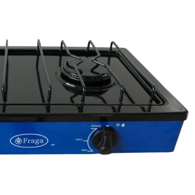 Parrilla Fraga 2 quemadores de mesa P104  Porcelanizada en Negro con Azul.