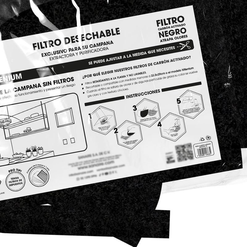 Filtro Atrapa-Olores MOD. Milenium 1PZ  23.5x29cm