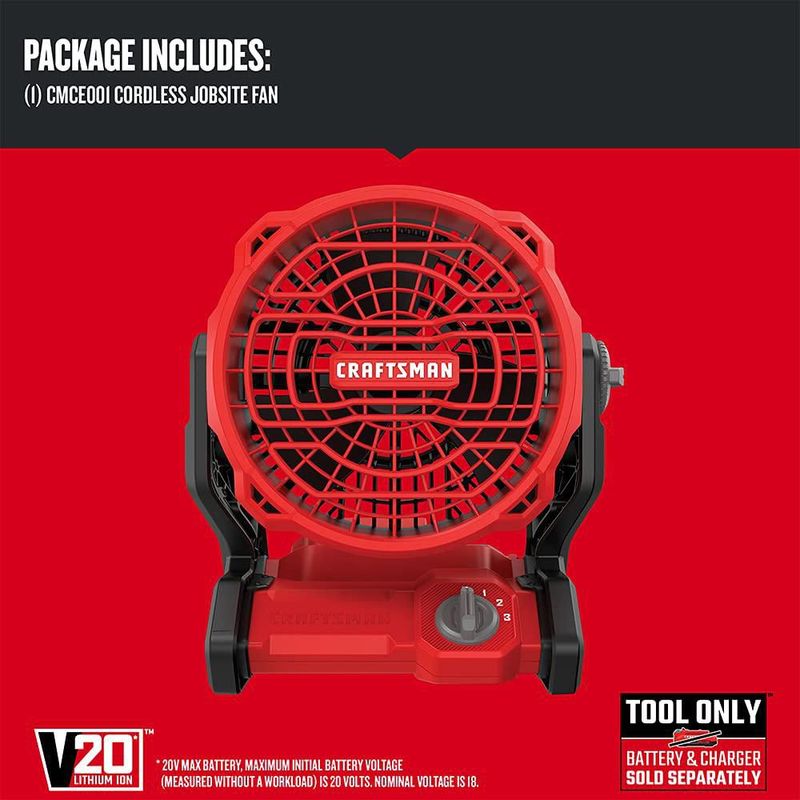 Ventilador inalámbrico CRAFTSMAN 20V MAX* CMCE001B con 3 velocidades rojo