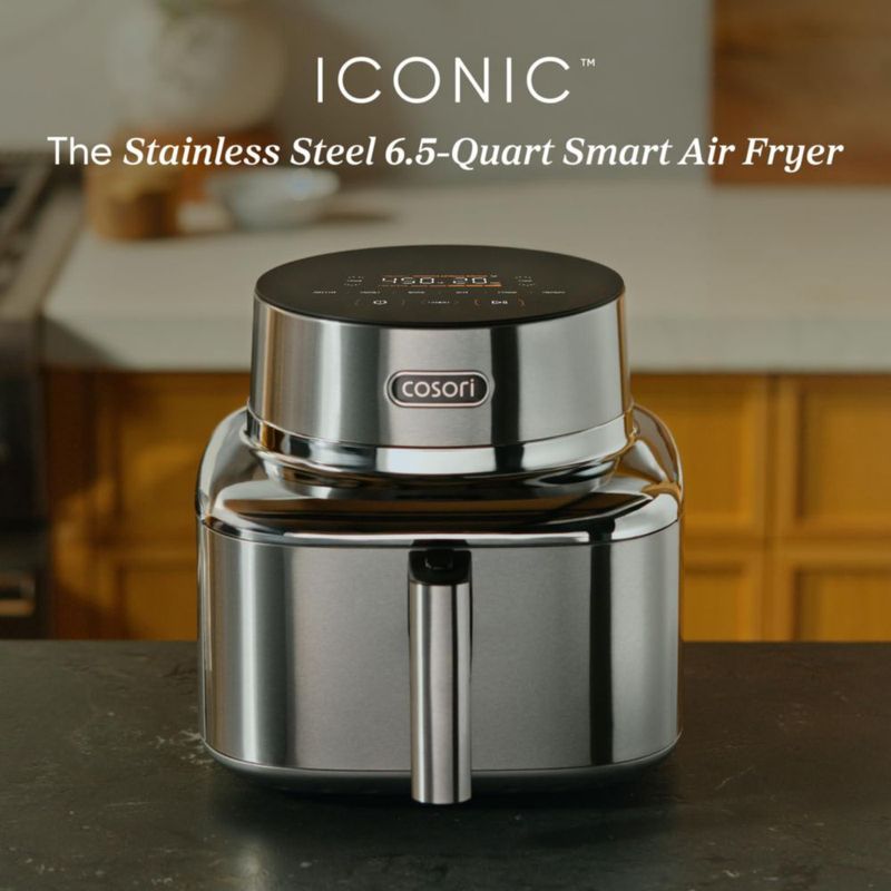 Freidora COSORI Iconic de acero inoxidable 6.5 L Smart 450 °F