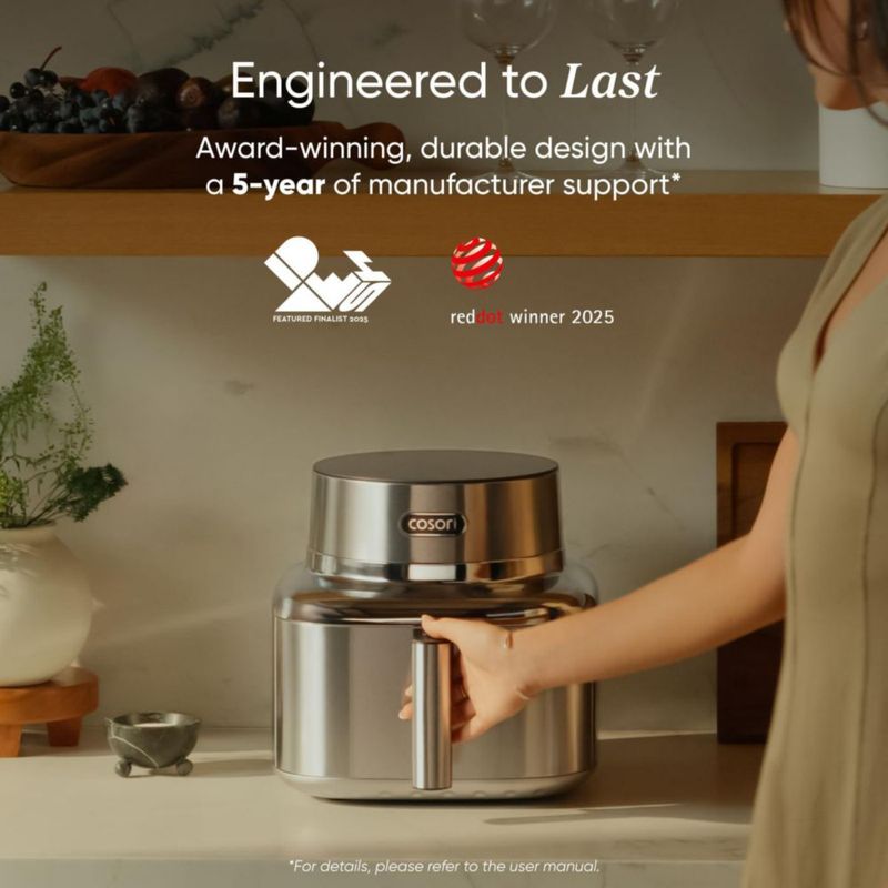 Freidora COSORI Iconic de acero inoxidable 6.5 L Smart 450 °F