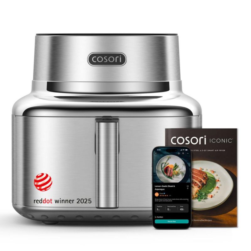 Freidora COSORI Iconic de acero inoxidable 6.5 L Smart 450 °F