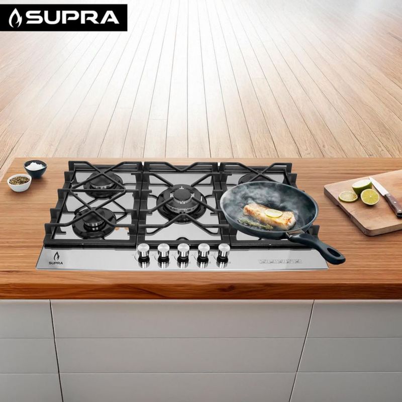Supra Parrilla Empotrable de Cristal Para Gas de 5 Quemadores 5Q-TM-87