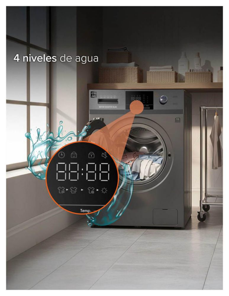 Lavasecadora carga frontal 12 Kg / 8 Kg White Westinghouse