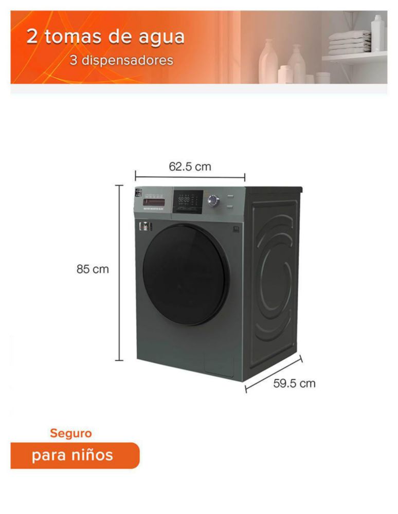 Lavasecadora carga frontal 12 Kg / 8 Kg White Westinghouse