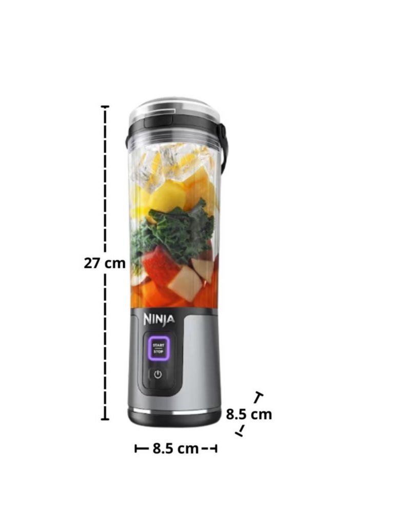 LICUADORA NINJA MOD. BC151BK NEGRO PORTÁTIL INALÁMBRICA 18 OZ ACERO INOXIDABLE