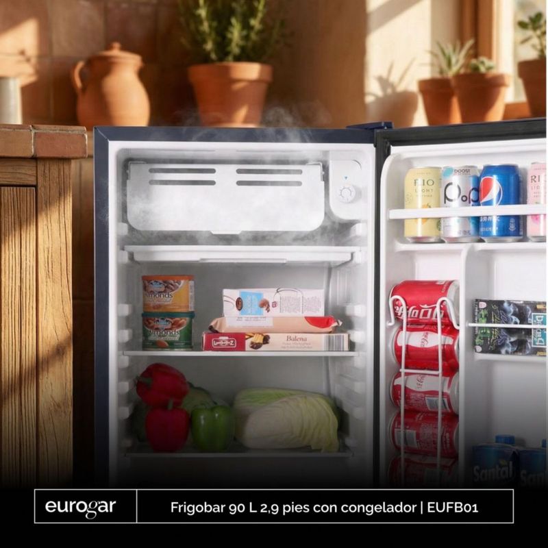 Frigobar con puerta reversible de 2.9 pies, 90 litros EUROGAR
