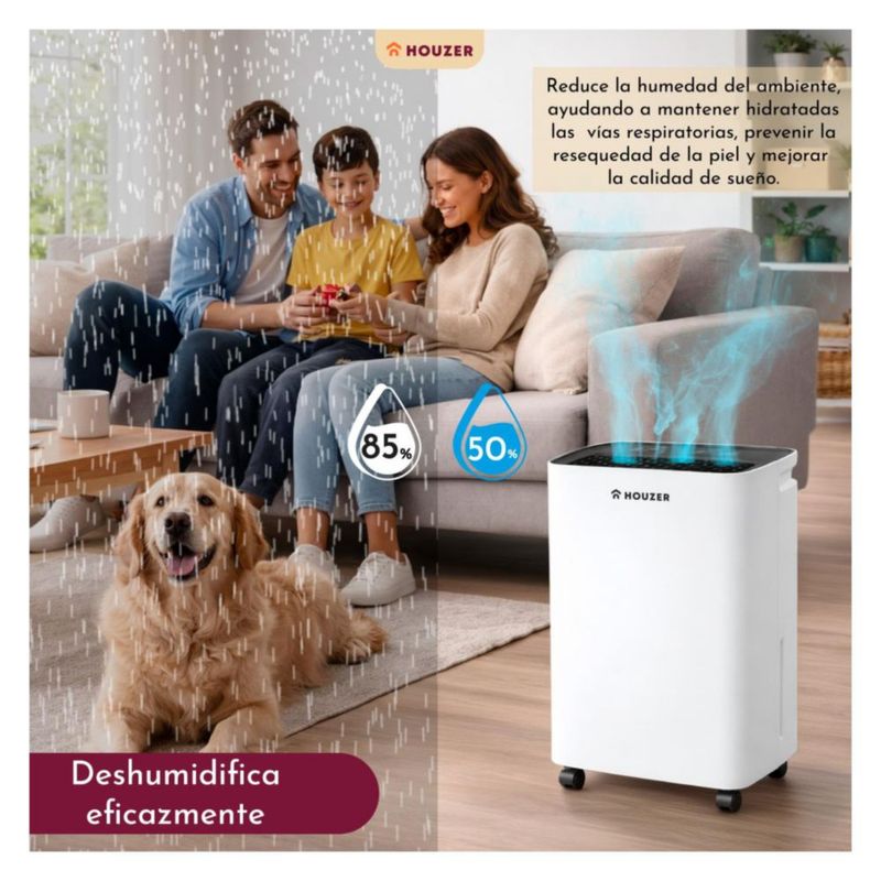 Deshumidificador 6L/dia 120m2 Compresor Silencioso Temporizador 1-24h Drenaje Continuo Pantalla Tactil Tanque 2L Bajo Consumo Portatil Quita Humedad