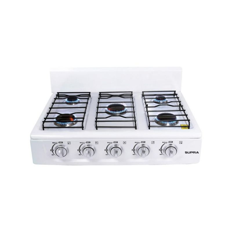 Supra Parrilla de Sobreponer a Gas 5 Quemadores Blanca de 65cm 5Q-B