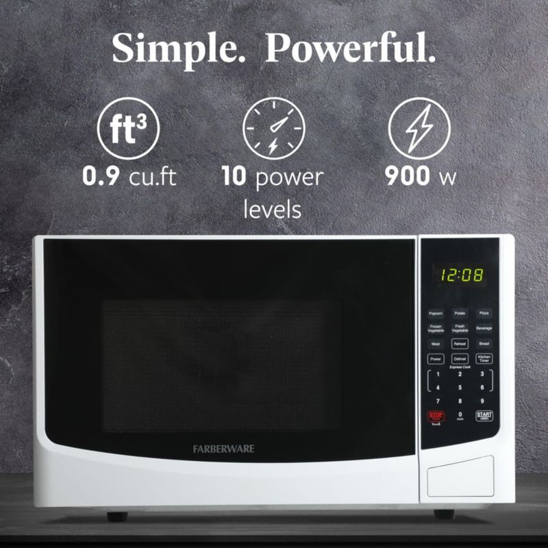 Horno microondas Farberware de 09 pies cúbicos 900 W blanco