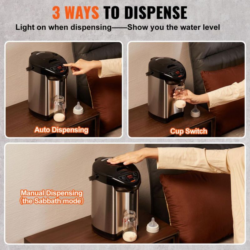 Dispensador de agua caliente VEVOR 4 L de acero inoxidable 4 temperaturas