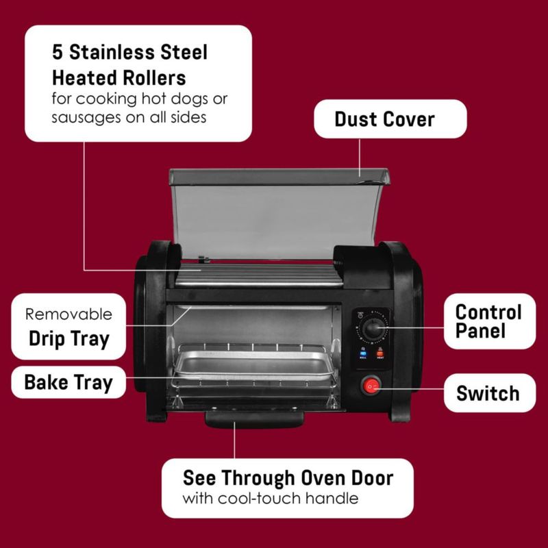 Horno tostador para hot dogs Elite Gourmet EHD-051BX con capacidad para 4 panes
