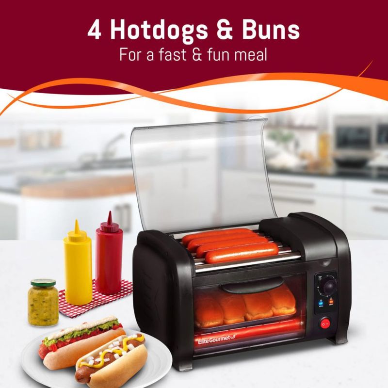Horno tostador para hot dogs Elite Gourmet EHD-051BX con capacidad para 4 panes