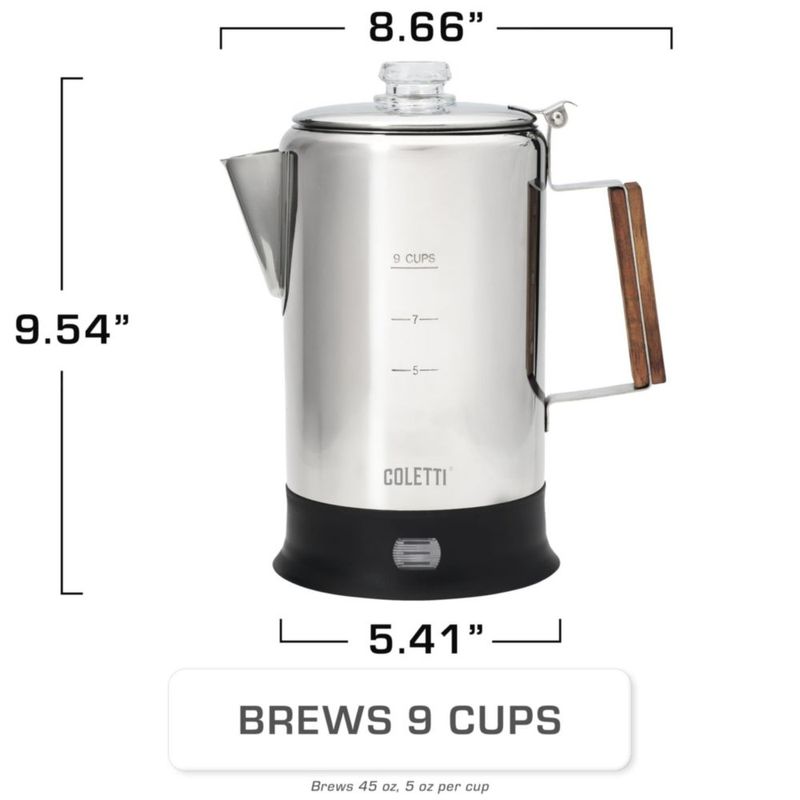 Percoladora eléctrica COLETTI Bozeman de 9 tazas de acero inoxidable