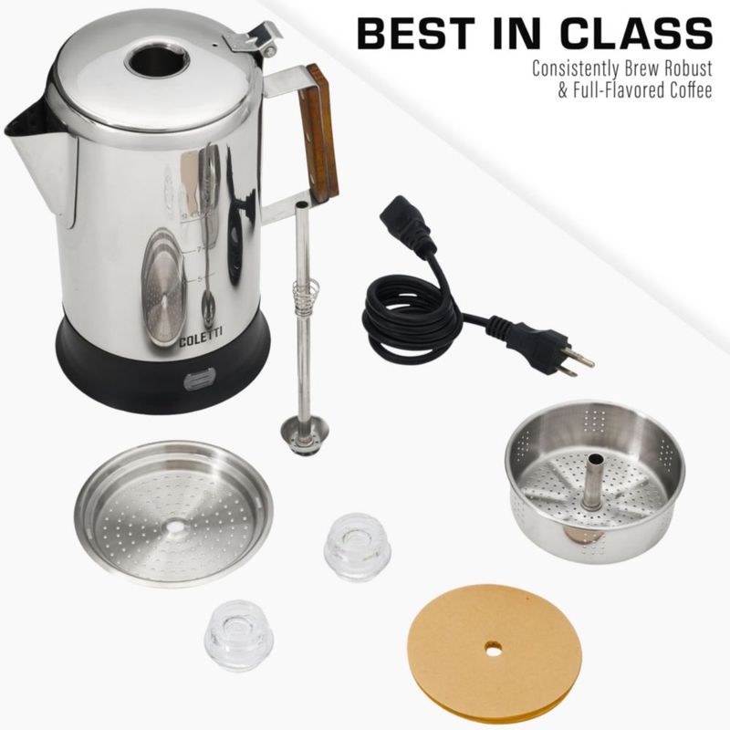 Percoladora eléctrica COLETTI Bozeman de 9 tazas de acero inoxidable
