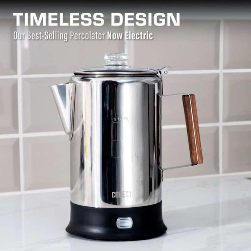 Percoladora eléctrica COLETTI Bozeman de 9 tazas de acero inoxidable