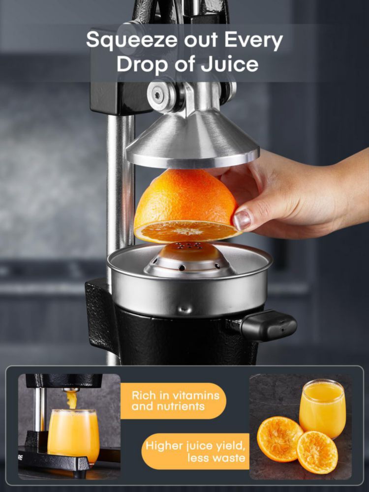 Exprimidor manual de cítricos FOHERE de hierro fundido con vaso de acero