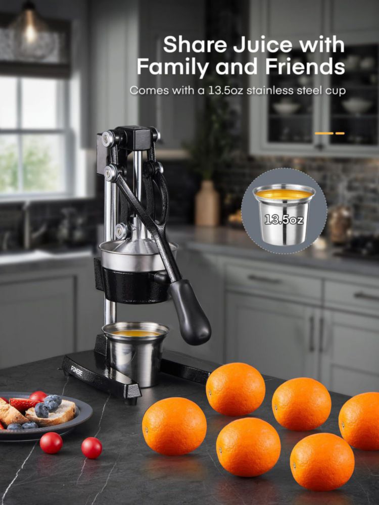 Exprimidor manual de cítricos FOHERE de hierro fundido con vaso de acero