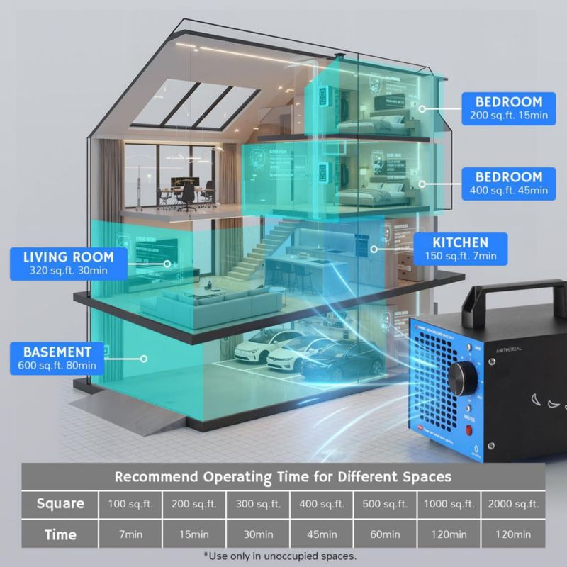 Generador de ozono Airthereal MA5K con temporizador cobertura de 186 m²