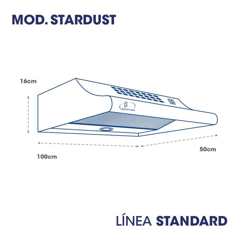 Campana de Pared SANAIRE MOD. STARDUST 100CM NEGRO