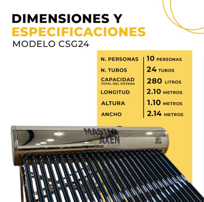 Calentador Solar Master Axen Gravedad 24 Tubos 280 Litros.