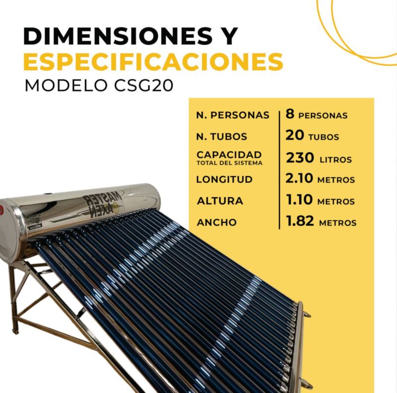 Calentador Solar Master Axen Gravedad 20 Tubos 230 Litros.