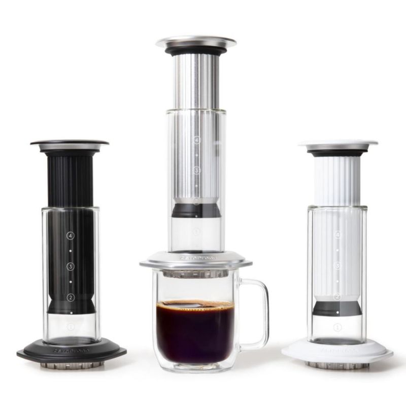 Prensa de café AeroPress Premium de vidrio y acero inoxidable