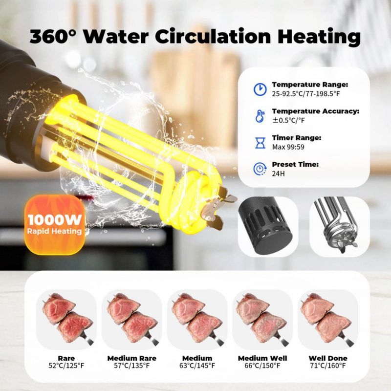 Circulador de inmersión sous vide Vpcok Direct de 1000 W con temporizador digital