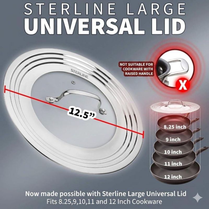 Tapa universal Sterline de vidrio templado con ventilación de vapor 20-30 cm