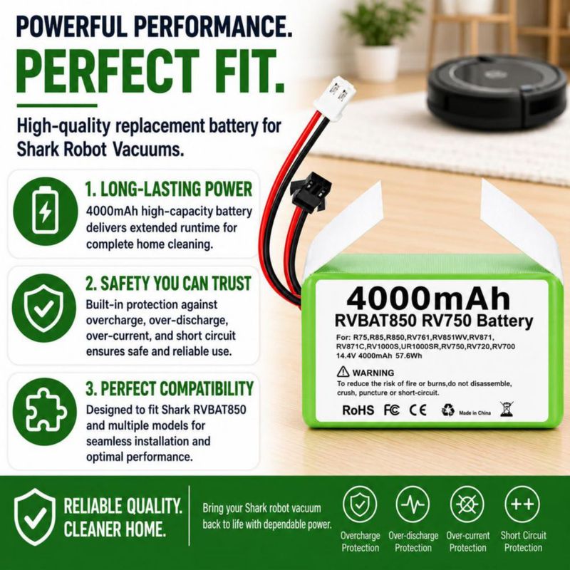 Batería inalámbrica WirelessFinest RVBAT850 de 4000 mAh para aspiradoras Shark