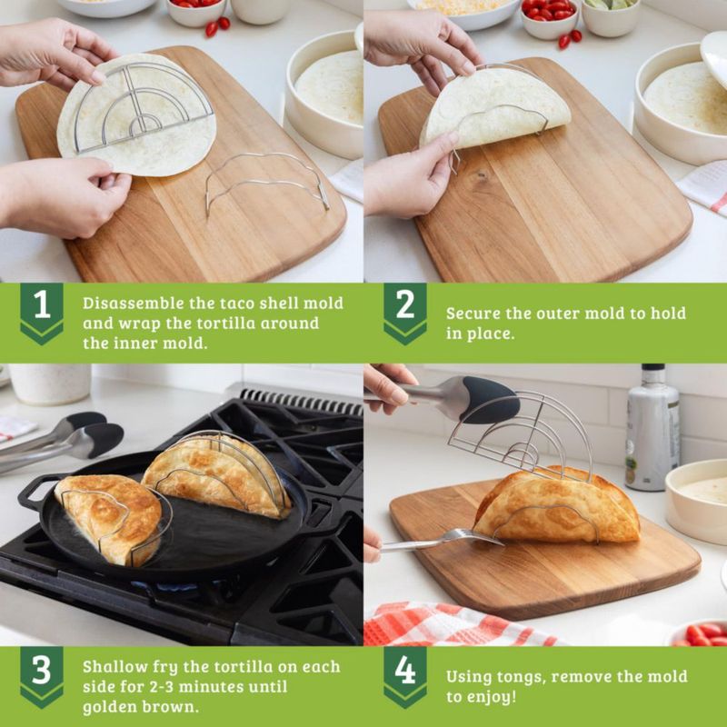 Molde para conchas de taco Chef Tacos 2 piezas acero inoxidable 15 cm