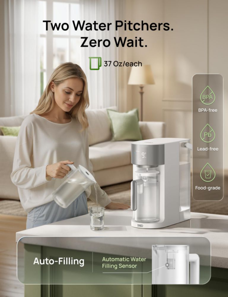 Filtro de agua DREO de ósmosis inversa de sobremesa con autolimpieza relación 3:1