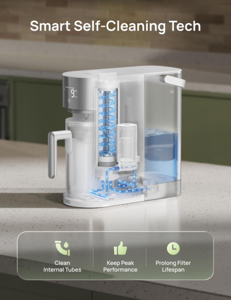 Filtro de agua DREO de ósmosis inversa de sobremesa con autolimpieza relación 3:1