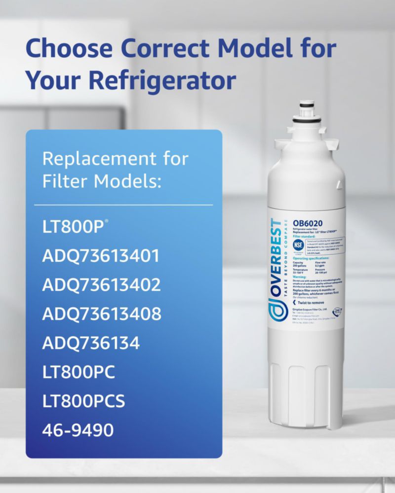 Filtro de agua para refrigerador Overbest ADQ73613401 paquete de 3