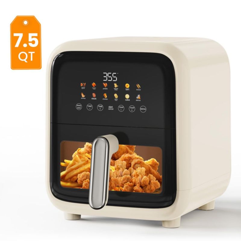 Freidora de aire Fullwill 7.5 QT 12 en 1 1700 W blanco crema
