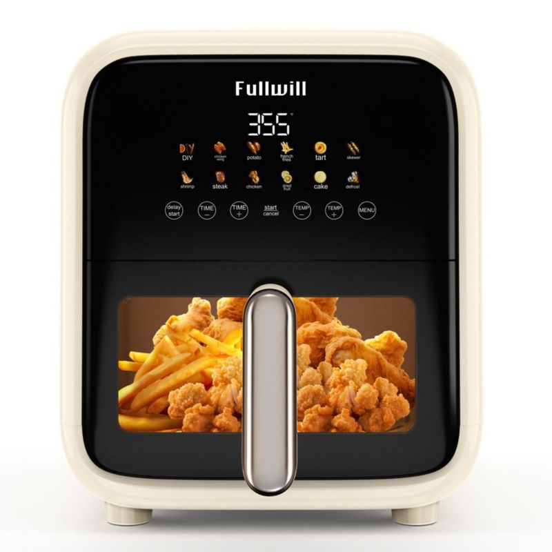 Freidora de aire Fullwill 7.5 QT 12 en 1 1700 W blanco crema