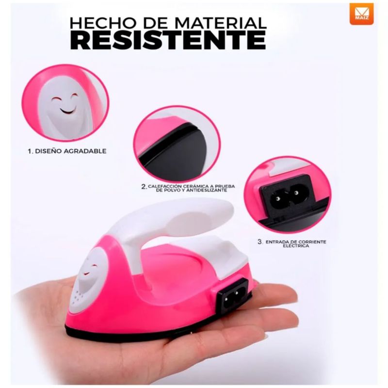 Mini Plancha para Ropa Portátil, Bricolaje Color Rosa