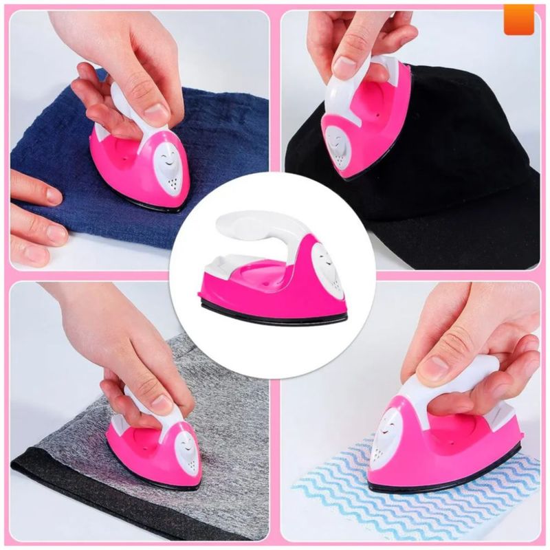 Mini Plancha para Ropa Portátil, Bricolaje Color Rosa