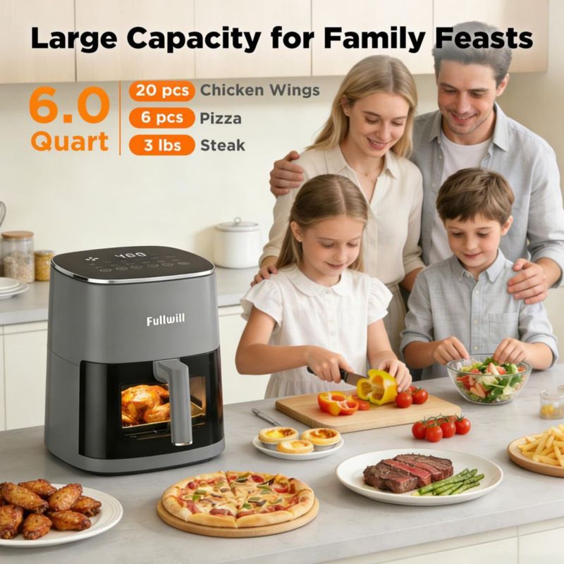 Freidora de aire Fullwill 6QT 12 en 1 multifunción 1700W