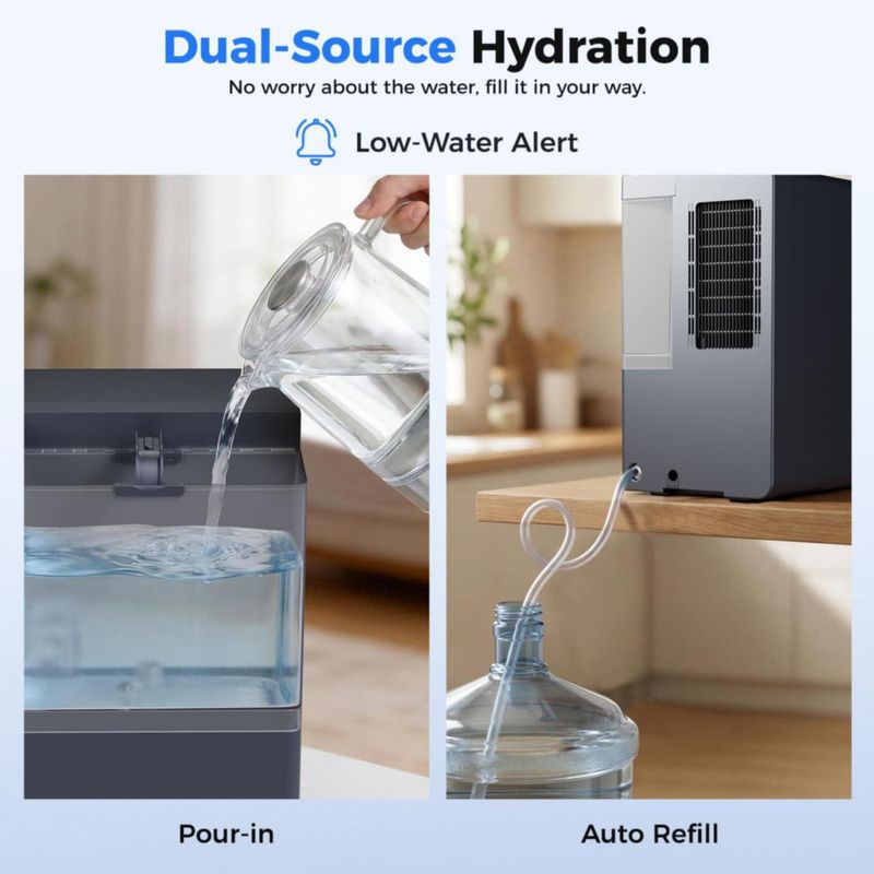 Dispensador de agua 3 en 1 Oylus con fabricador de hielo y cafetera de encimera fabricador de hielo tipo bala con temporizador de 12 h agua