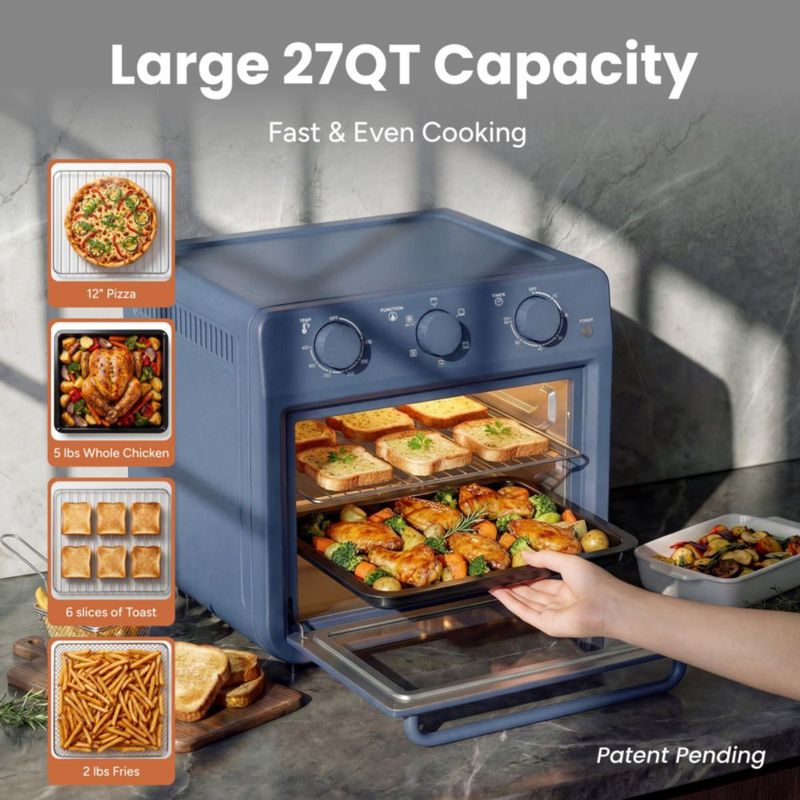 Horno freidora de aire SMIRLY 27 qt 1800 W 6 en 1 azul