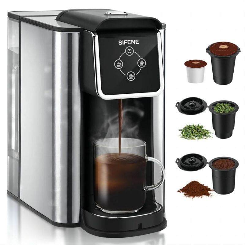 Cafetera SIFENE de un solo servicio 3 en 1 para cápsulas y molidos