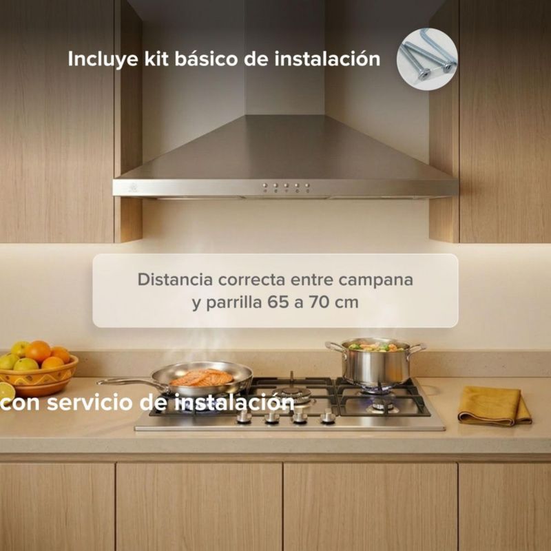 Campana de Pared Piramidal 76cm Acero inoxidable Avera CEP76