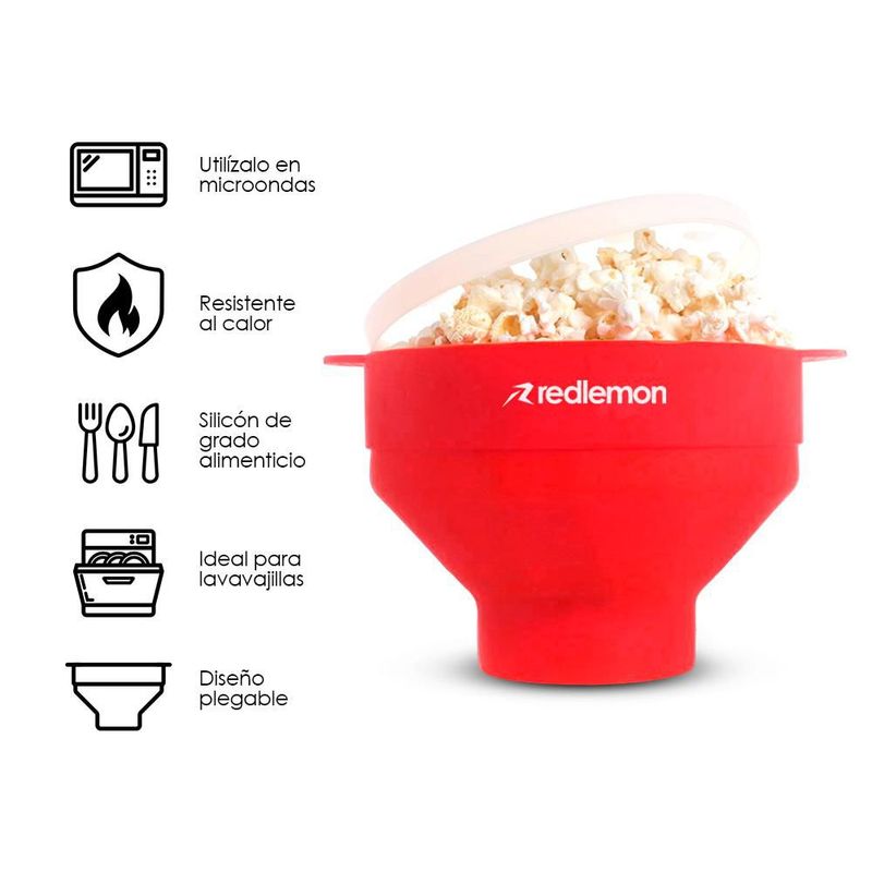 Palomera para Microondas de Silicón, Sin Utilizar Aceite de Rápida Preparación para Hasta 15 Tazas