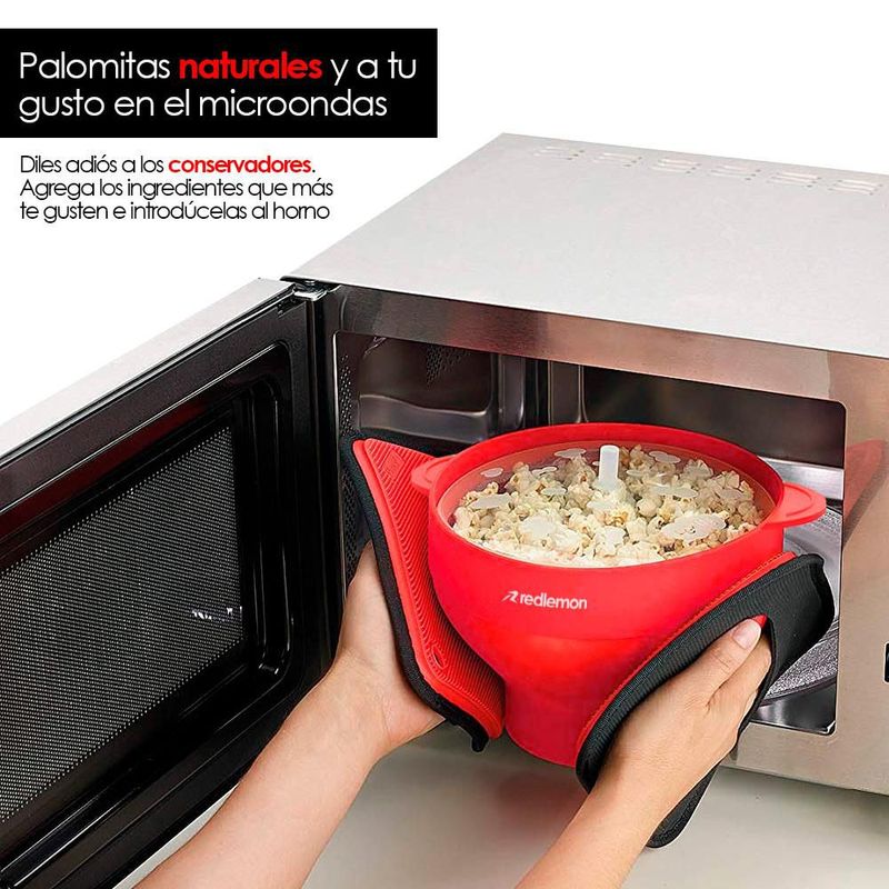 Palomera para Microondas de Silicón, Sin Utilizar Aceite de Rápida Preparación para Hasta 15 Tazas