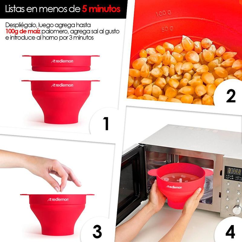 Palomera para Microondas de Silicón, Sin Utilizar Aceite de Rápida Preparación para Hasta 15 Tazas