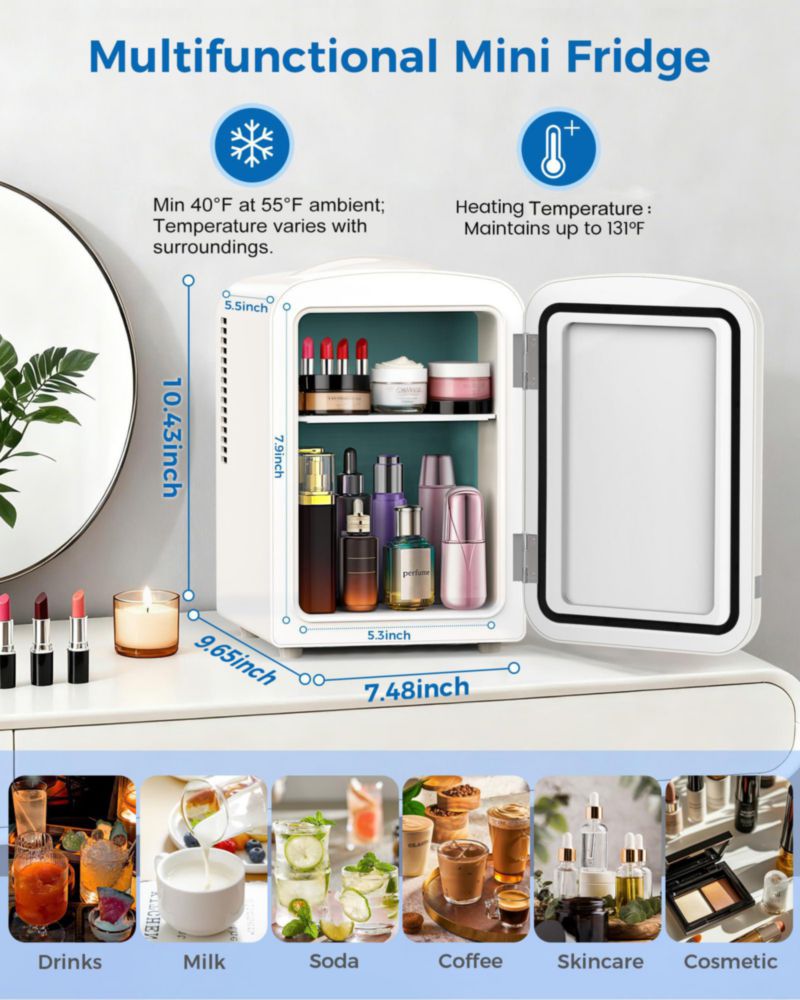 Mini Refrigerador Electactic 4L Enfriador y Calentador 110V 12V Blanco