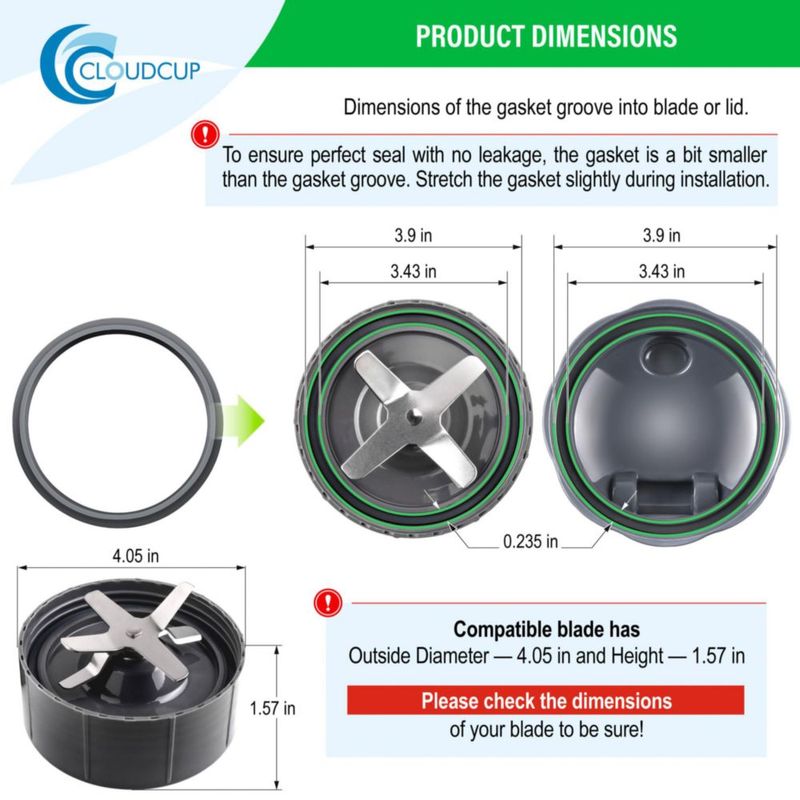 Anillo de Sellado Gasket CloudCUP para Nutribullet 600W 900W Paquete de 4
