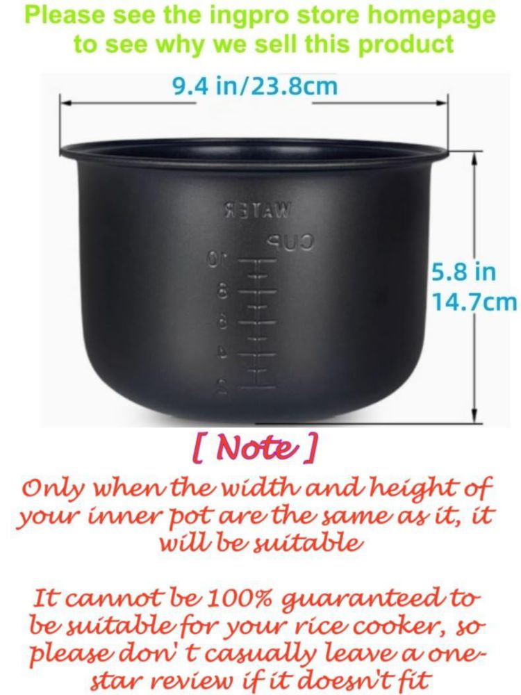 Olla interior para arrocera Ingpro 10 tazas antiadherente 24x24x15 cm