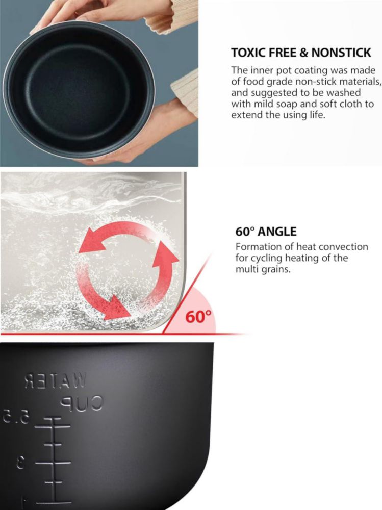 Olla interior para arrocera Ingpro 10 tazas antiadherente 24x24x15 cm